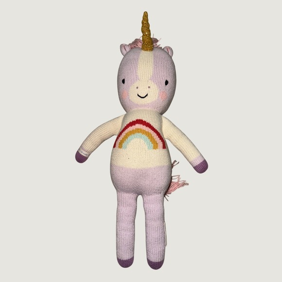 Cuddle + Kind Other - Cuddle + Kind Zoe the Unicorn Hand Knit Plush Doll Rainbow Pink Gold Horn